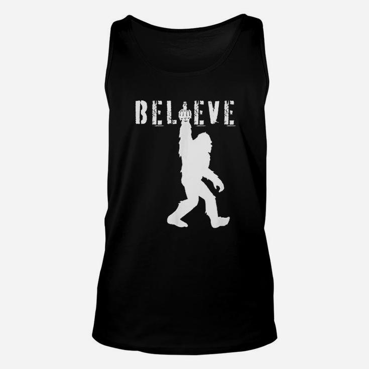 Funny Bigfoot Middle Finger For Sasquatch Believers Unisex Tank Top