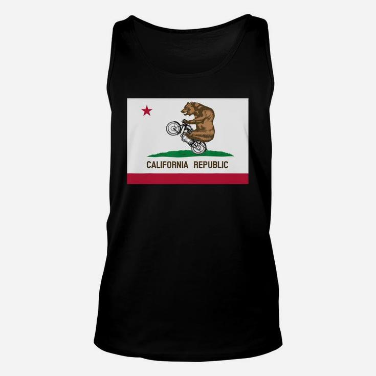 Funny California Flag Style Bear Wheelie T-shirt Unisex Tank Top