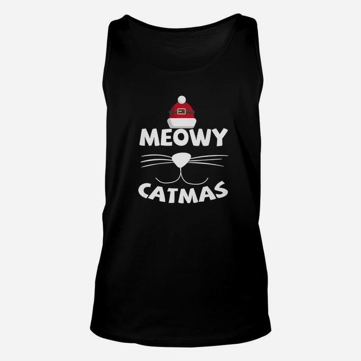 Funny Cat Christmas Shirt Meowy Catmas Unisex Tank Top
