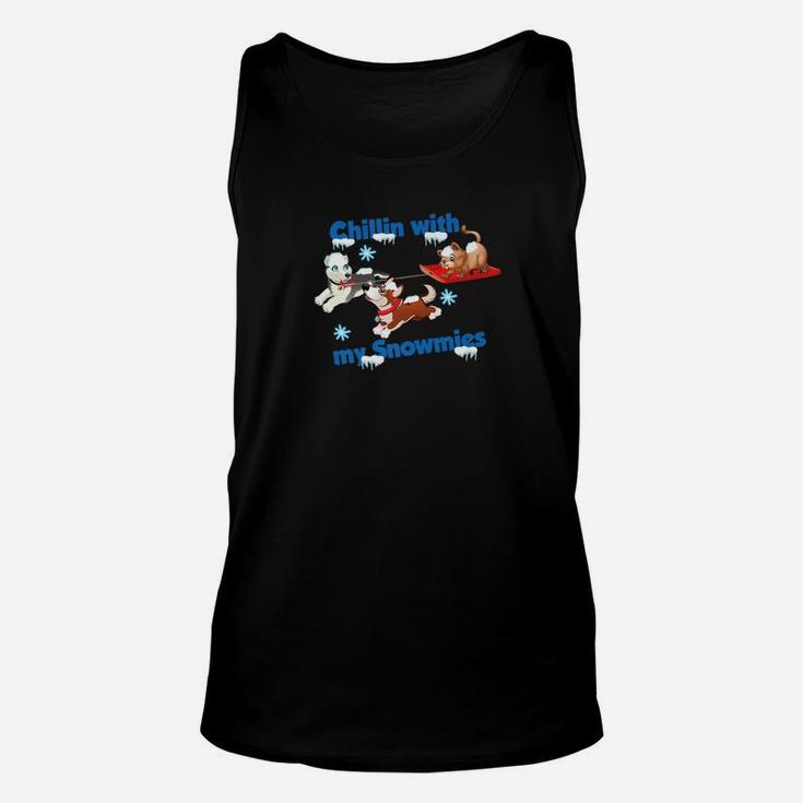 Funny Cat Dog Christmas Squad Tee Chillin With My Snowmies Unisex Tank Top