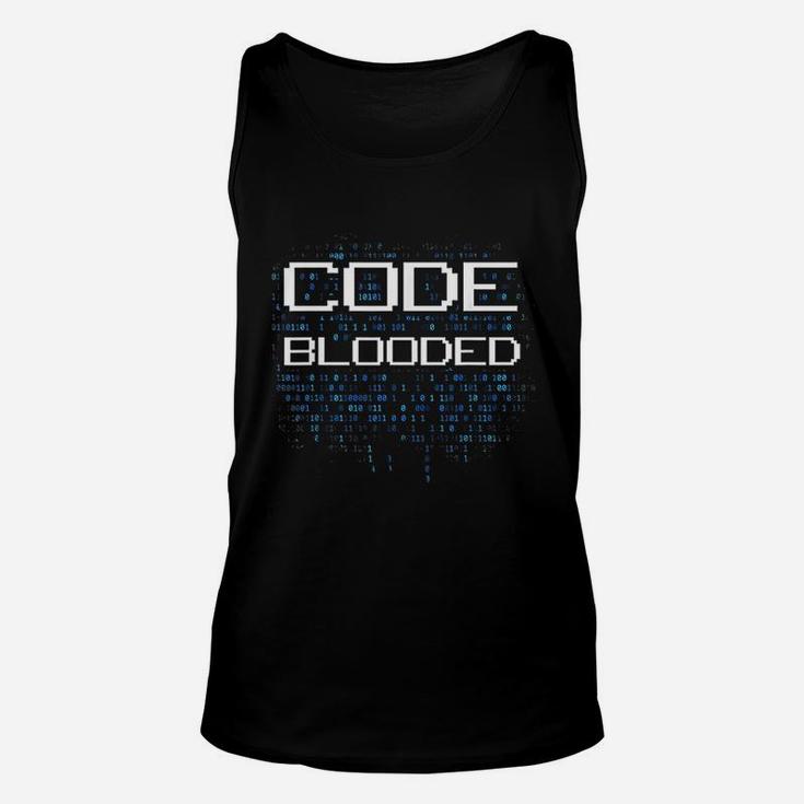 Funny Computer Geek Programmer Code Blooded Unisex Tank Top