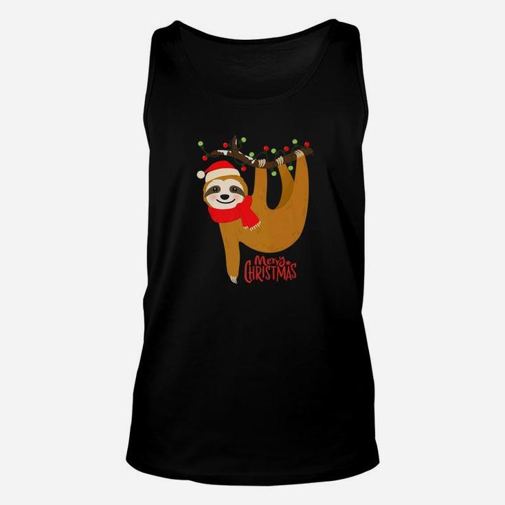 Funny Cute Christmas Sloth With Christmas Light Gift Unisex Tank Top