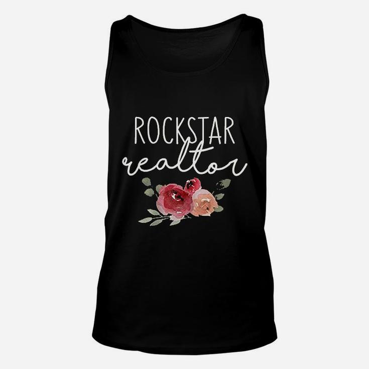 Funny Cute Realtor Woman Female Gift Rockstar Realtor Flower Unisex Tank Top