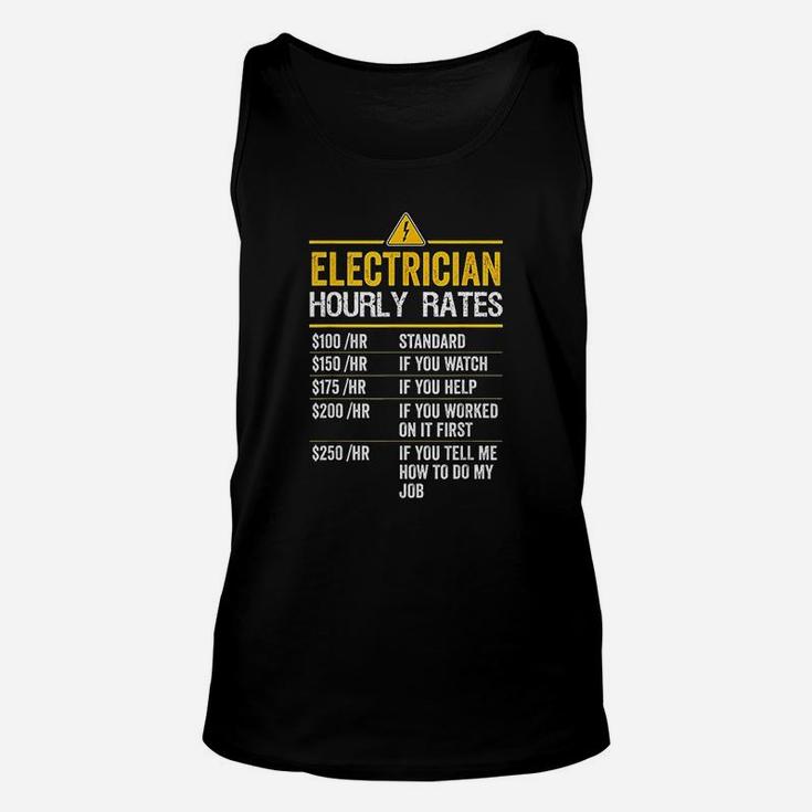 Funny Electrician Hourly Rates Lineman Gift For Electricians Unisex Tank Top