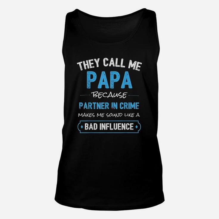 Funny Grandpa Gifts Papa Partner In Crime Unisex Tank Top