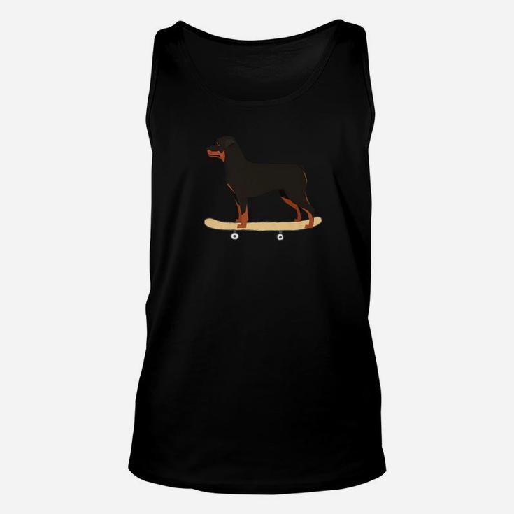 Funny Great Rottweiler Skateboarding Puppy Dog Gift Unisex Tank Top