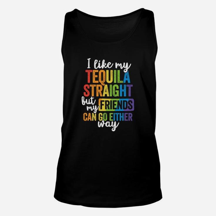 Funny Lgbt Ally Gift Tequila Straight Friends Go Either Way Unisex Tank Top