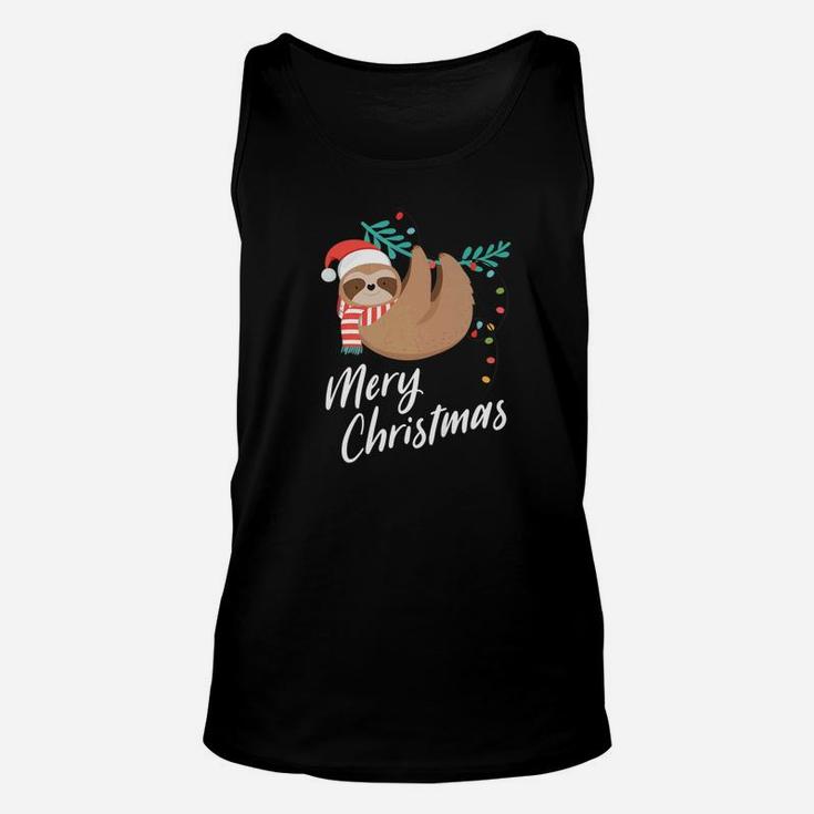 Funny Merry Christmas Santa Sloth Christmas Gift Unisex Tank Top