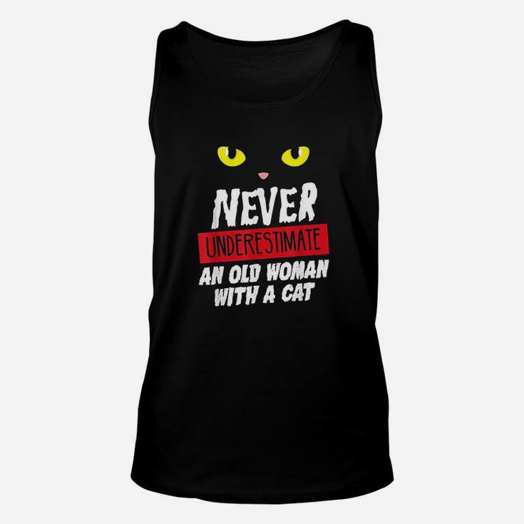 Funny Never Underestimate An Old Woman With A Cat Unisex Tank Top