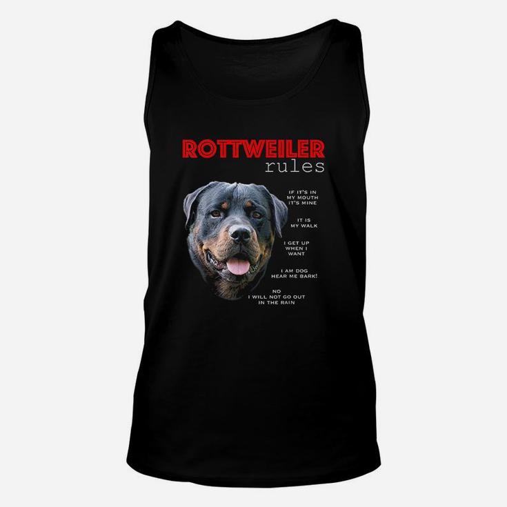 Funny Rules For The Owner Of A Rottweiler Unisex Tank Top