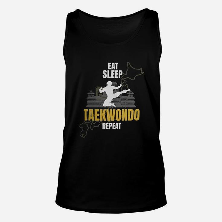 Funny Taekwondo Athlete Gift Ideas Eat Sleep Taekwondo Repeat Unisex Tank Top