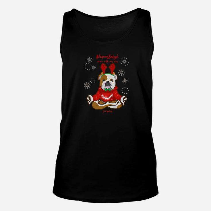 Funny Yoga Christmas Dog Shirt English Bulldog Lover Shirt Unisex Tank Top