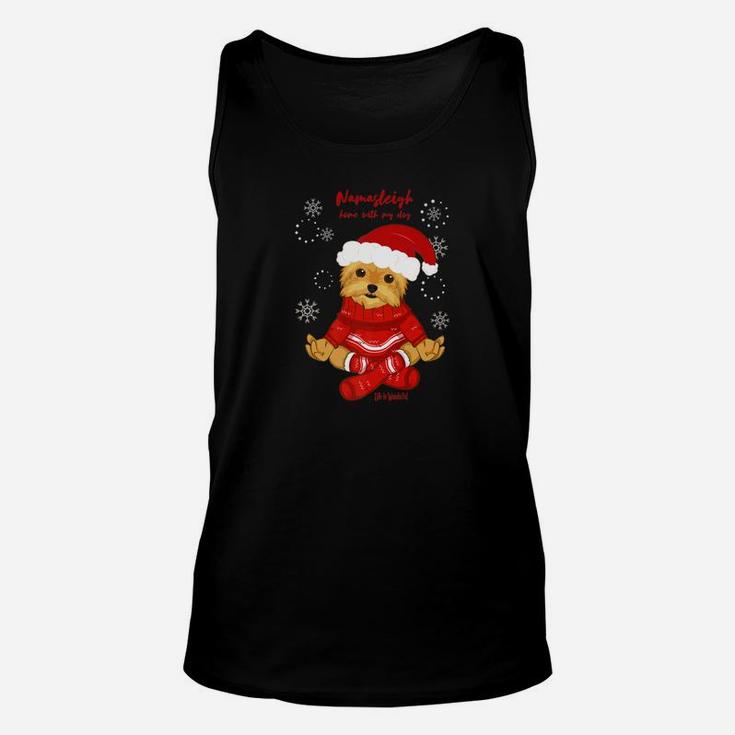 Funny Yoga Christmas Dog Shirt Yorkie Yorkshire Terrier Unisex Tank Top