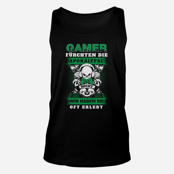 Gamer-Apokalypse Unisex TankTop, Schwarzes mit Spruch & Totenkopf-Design