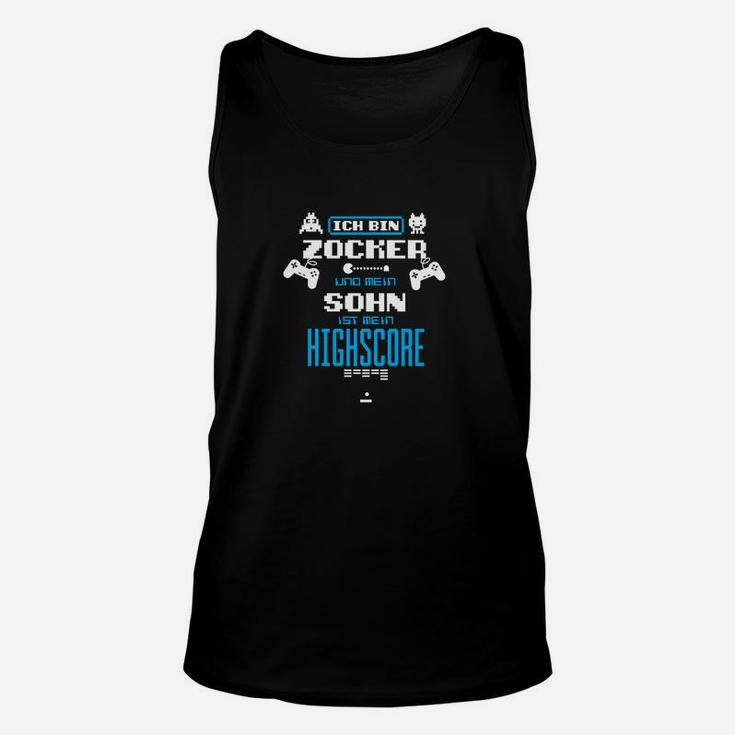 Gamer Unisex TankTop Ich bin Zocker, Sohn mit Highscore, Schwarzes Gaming-Unisex TankTop