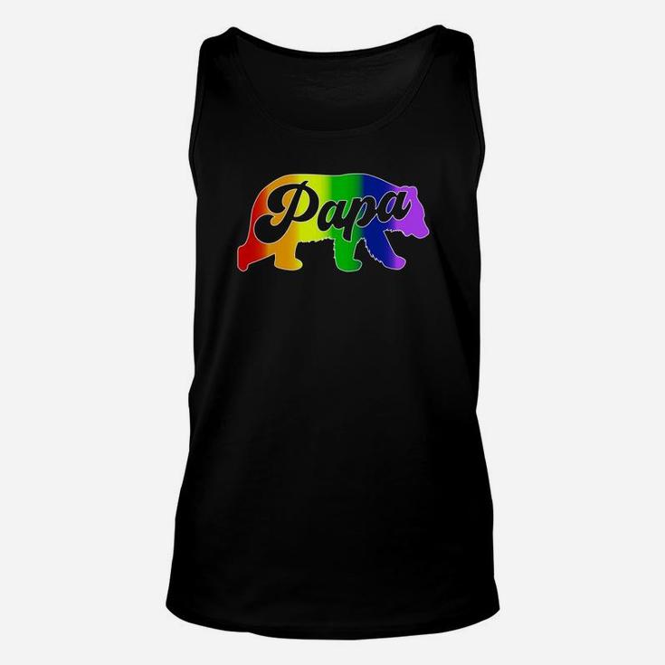 Gay Dad Shirt Papa Bear Pride Rainbow Colors Fathers Day Unisex Tank Top