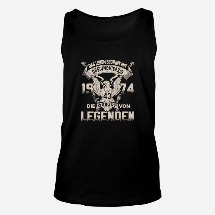 Geburtsjahr-Legenden Schwarzes Unisex TankTop, Adlermotiv Design