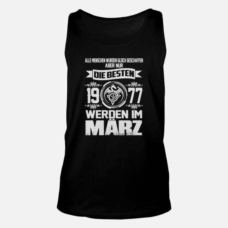 Geburtstags-Unisex TankTop März 1977, Heldendesign für Jahrgang