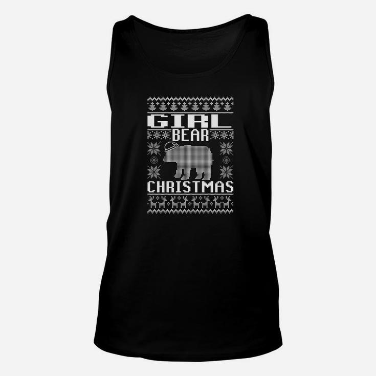 Girl Bear Matching Family Ugly Christmas Sweater Unisex Tank Top