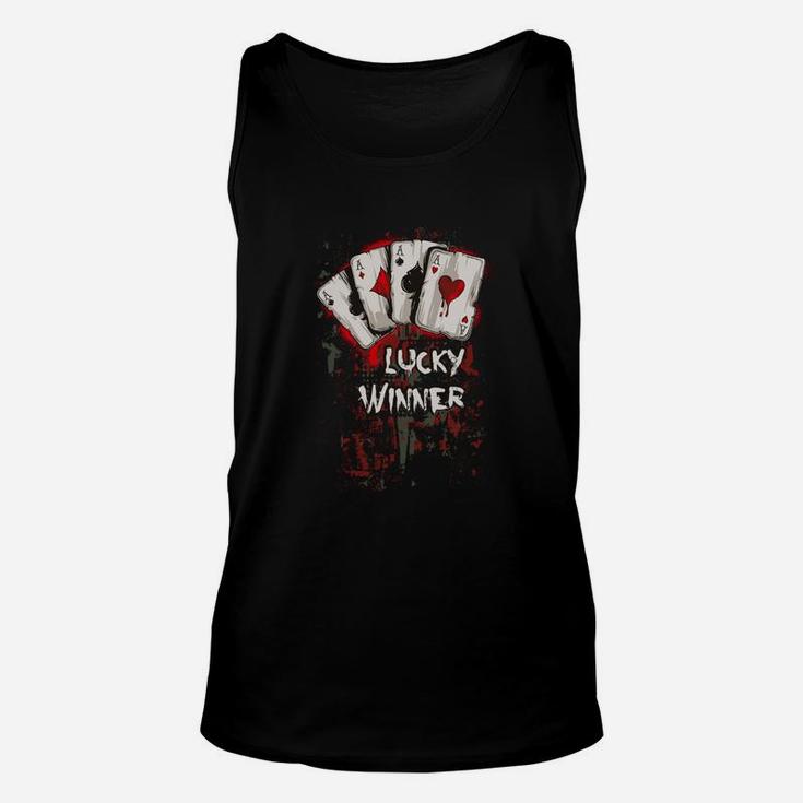 Glücklicher Gewinner Poker Karten Unisex TankTop für Herren, Casino Motiv