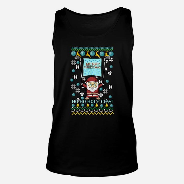 Golf Balls Reindeer Ho Ho Holy Cow Ugly Christmas Sweater Unisex Tank Top