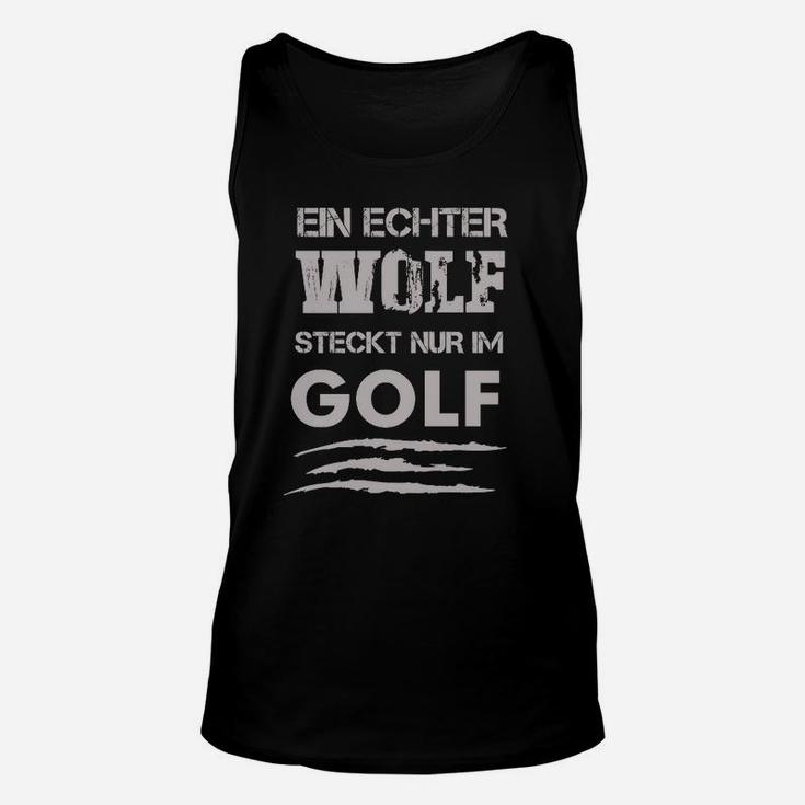 Golf Wolf Schwarzes Herren Unisex TankTop, Lustiges Motiv für Golfsportfans