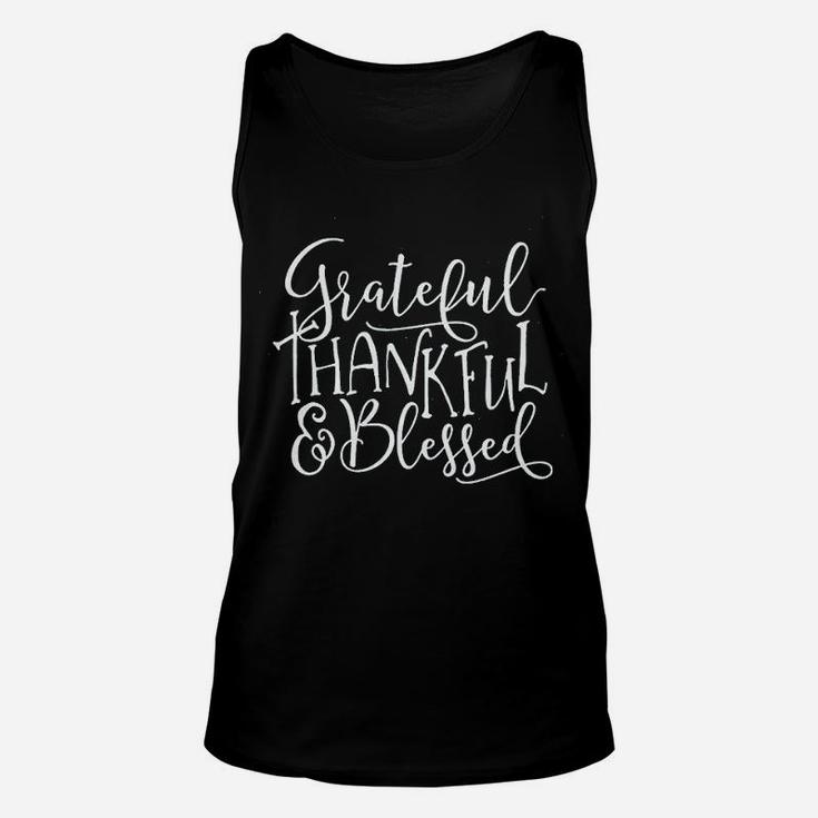 Grateful Thankful Blessed Thanksgiving Funny Unisex Tank Top