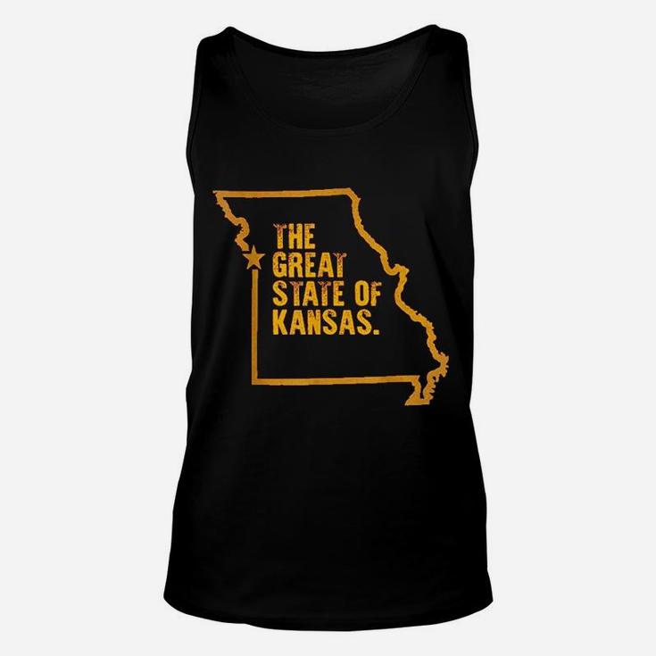 Great State Of Kansas Vintage Missouri Map Funny Unisex Tank Top