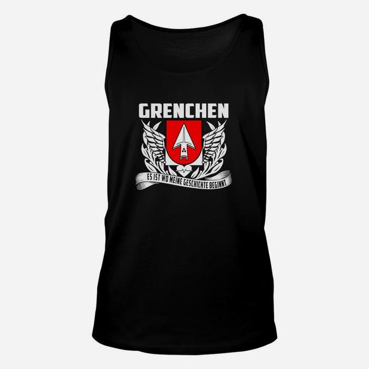 Grenchen Flügel-Emblem Schwarzes Herren Unisex TankTop, Stilvolles Casual Design