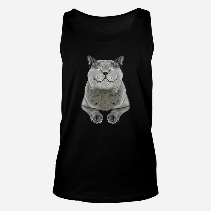 Grey Cat Smile Eager Face Unisex Tank Top
