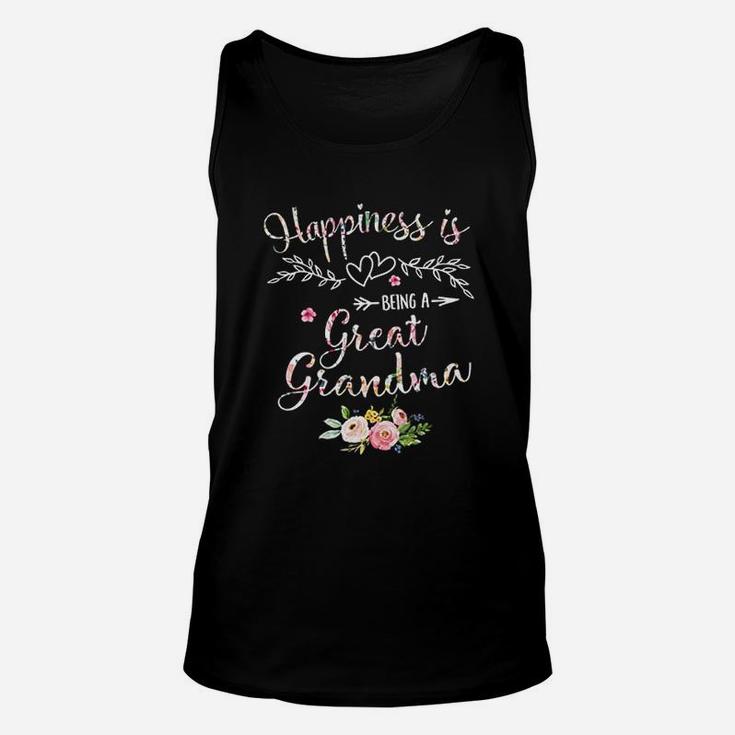 Happiness Is Being A Great Grandma For Women Flower Grandma Unisex Tank Top