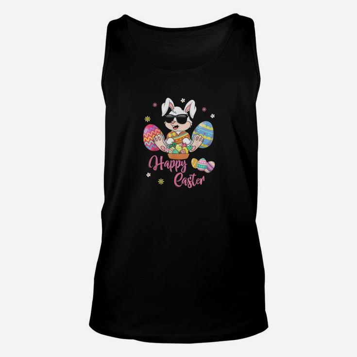 Happy Easter Rabbit Bunny Wearing With Easter Unisex Tank Top