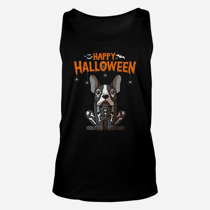 Happy Halloween French Bulldog Skeleton Dog Costume Unisex Tank Top