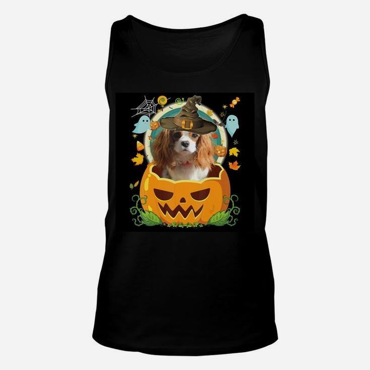 Happy Halloween Pumpkin Cavalier King Charles Spaniel Dog Unisex Tank Top