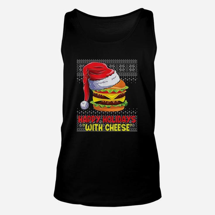 Happy Holidays With Cheese Funny Christmas Cheeseburger Unisex Tank Top