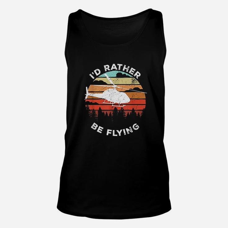 Helicopter Funny Pilot Gift Id Rather Be Flying Retro Unisex Tank Top