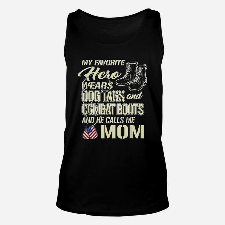 Hero Wears Dog Tags Combat Boots Proud Army Mom Mother Gift Unisex Tank Top