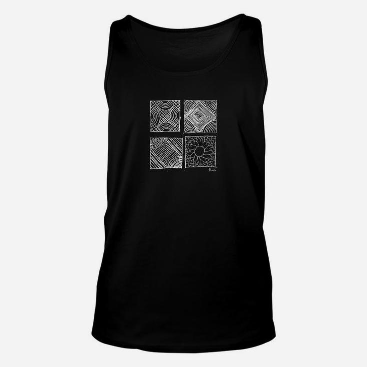 Herren Grafik-Unisex TankTop Schwarz, Monochrome Muster-Quadrate