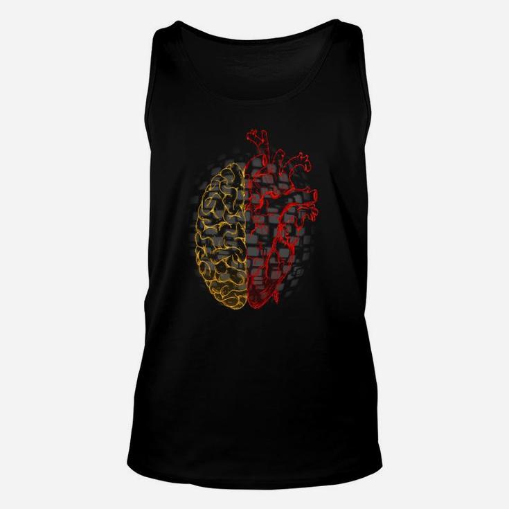 Herz-Gehirn-Verbindung Grafik Unisex TankTop in Schwarz, Kreatives Design Tee