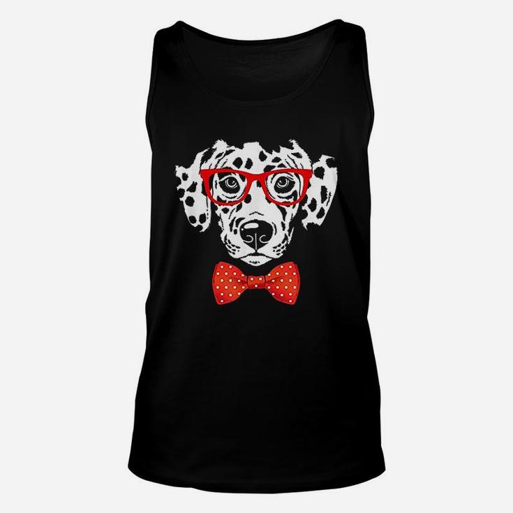 Hipster Dog Dalmatian Wearing Glasses Unisex Tank Top