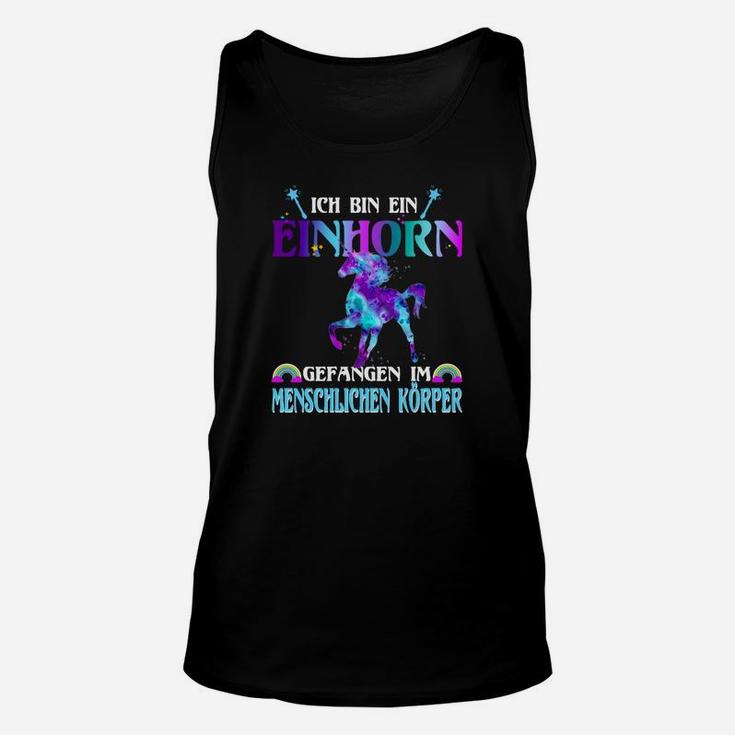 Humorvolles Einhorn Schwarz Unisex TankTop, Spruch für Einhornfans