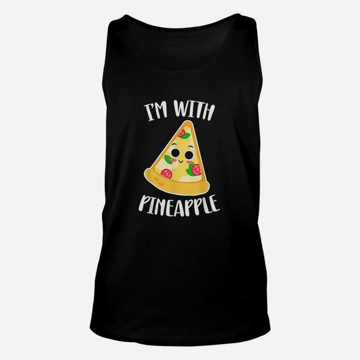 I Am With Pineapple Funny Halloween Pineapple Pizza Couple Unisex Tank Top