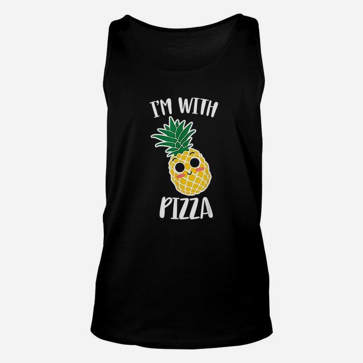 I Am With Pizza Funny Halloween Pineapple Pizza Couple Unisex Tank Top