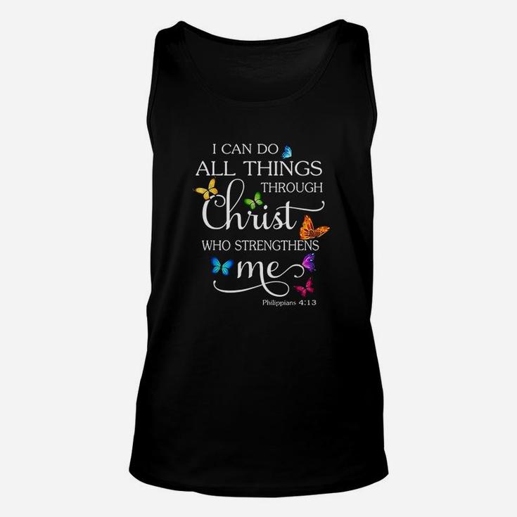 I Can Do All Things Through Christ Butterfly Art Unisex Tank Top