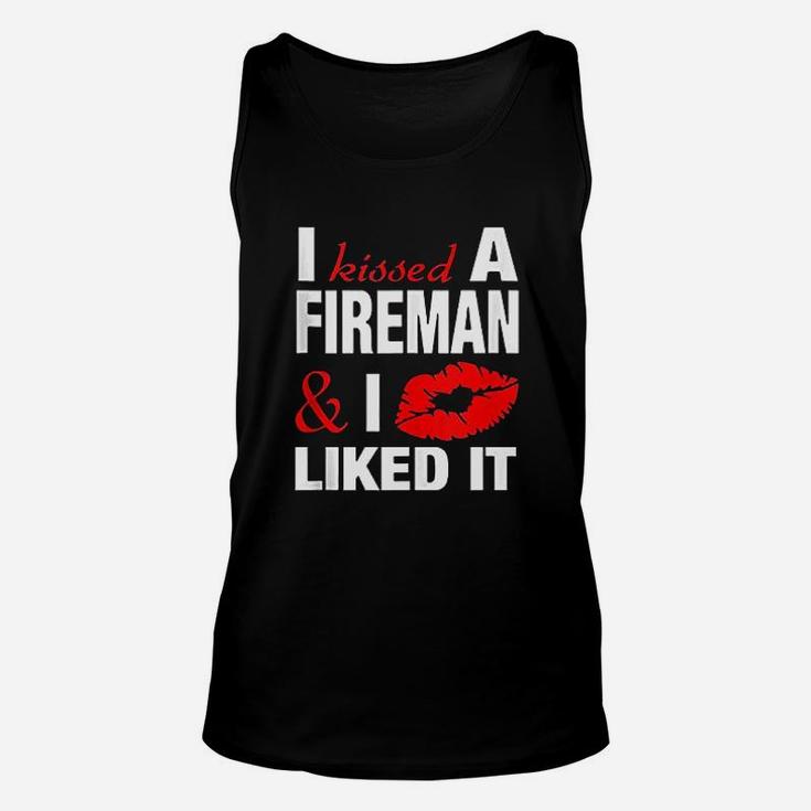 I Kissed A Fireman Funny Firefighters Girlfriend Wife Gift Unisex Tank Top