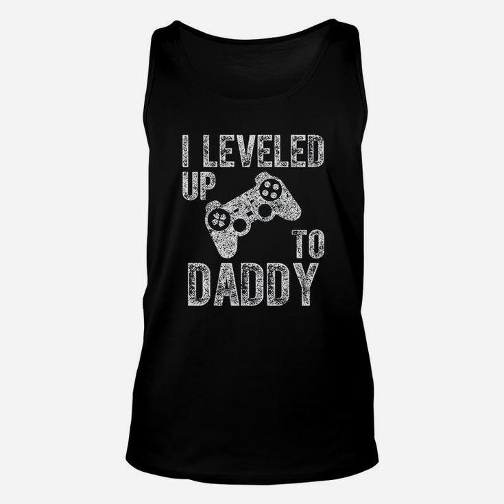 I Leveled Up To Daddy Funny Video Gamer Dad Gift Unisex Tank Top