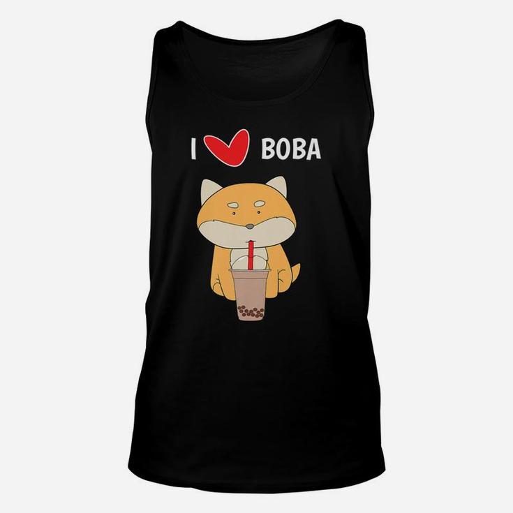 I Love Boba Funny Corgi Dog Bubble Tea Cute Unisex Tank Top