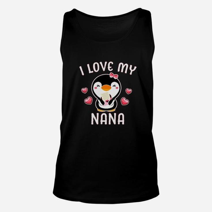 I Love My Nana With Cute Penguin And Hearts Unisex Tank Top