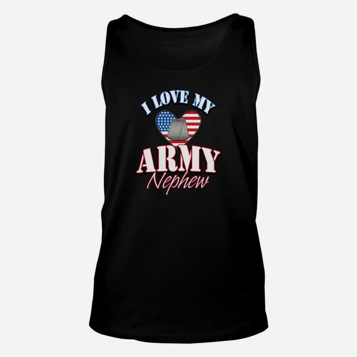 I Love My Us Army Nephew Dog Tag Heart Men Women Unisex Tank Top
