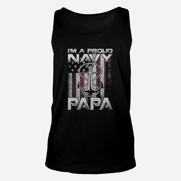 I m A Proud Navy Papa Patriotic Sailor Usa Flag Shirt Unisex Tank Top